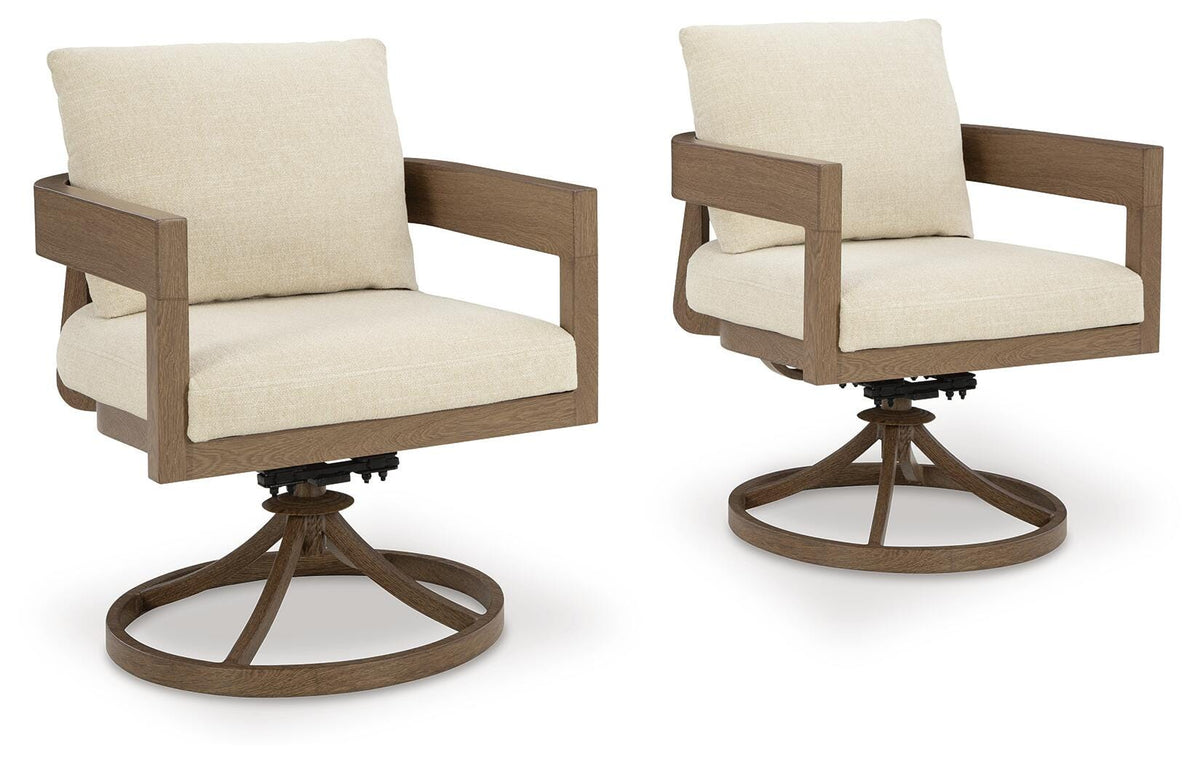 Dark Brown/White, complete pair of swivel dining chairs
