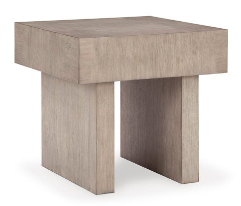 Jorlaina Light Grayish Brown Square Oak Veneer End Table