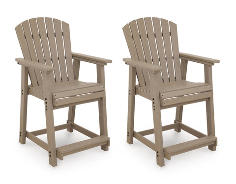 Brown HDPE Outdoor Adirondack Bar Stools, Set of 2