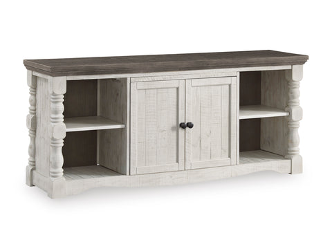 67-Inch Two-Tone Farmhouse TV Stand with Cabinet Doors
