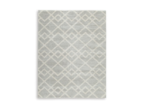 Gray and Ivory Interlocking Diamond Woven Rug