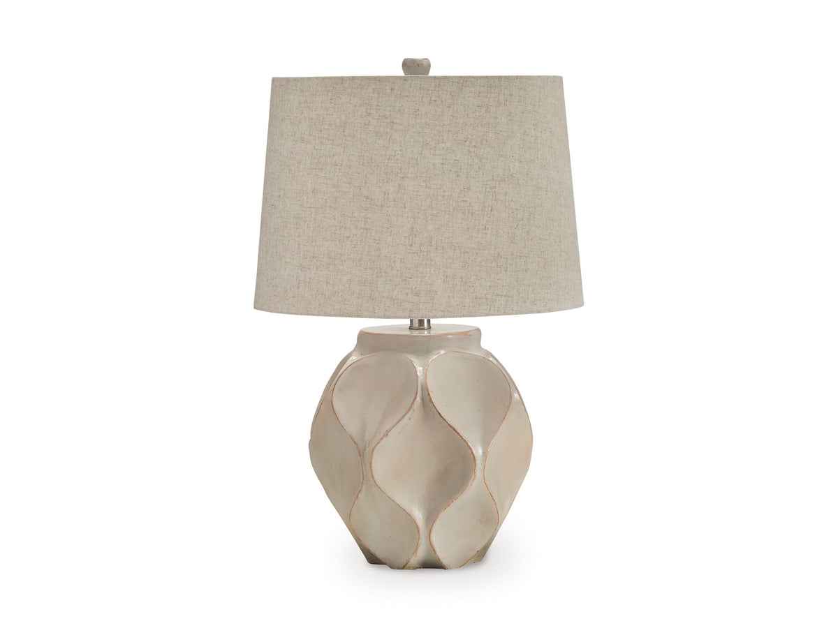 Distressed Cream table lamp, full product view