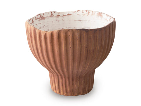 Orban Sienna and White Fluted Terra Cotta Vase