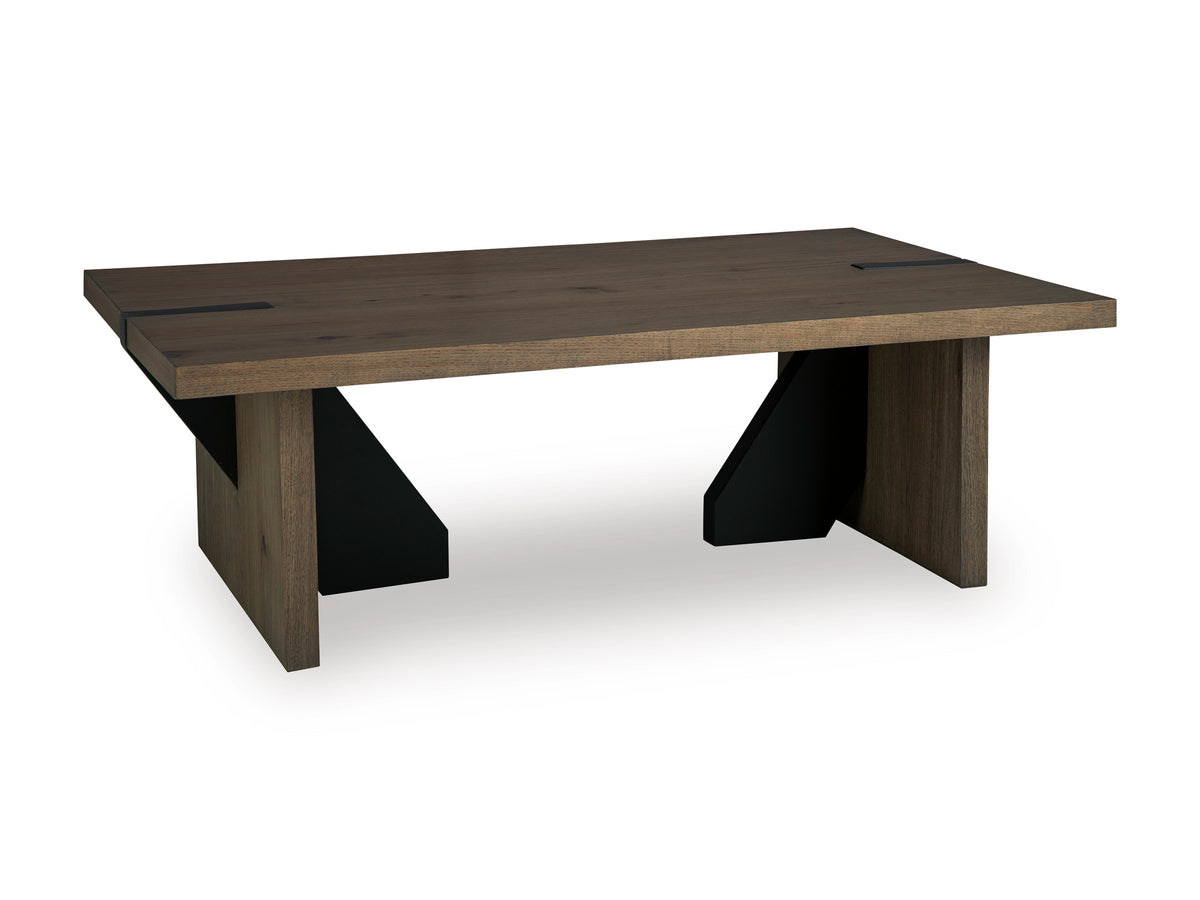 Light Brown Rectangular Coffee Table, full product view