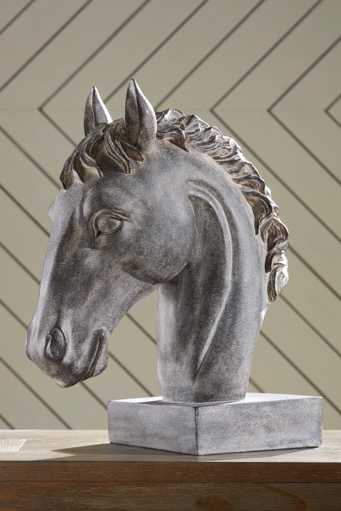 Carnlow Antique Black Horse Head Sculpture