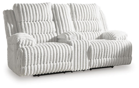 Corduroy Power Reclining Loveseat with Console in Alloy or Onyx