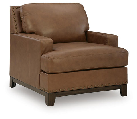 Amber Leather-Match Chair with Nailhead Trim