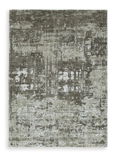 Gray Distressed Abstract Woven Rug