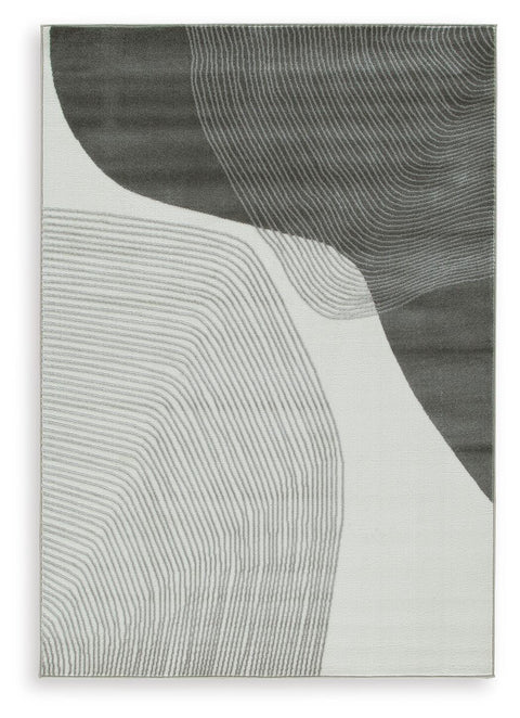 Gray and Ivory Flowing Contour Woven Rug