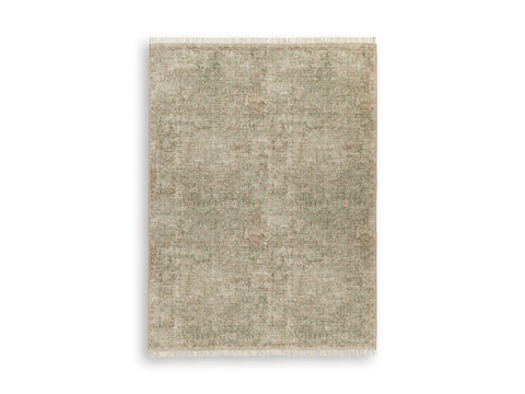 Muted Green Blush and Cream Floral Woven Rug