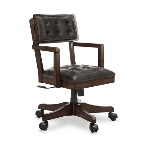 Dark Brown Faux Leather Adjustable-Height Home Office Chair