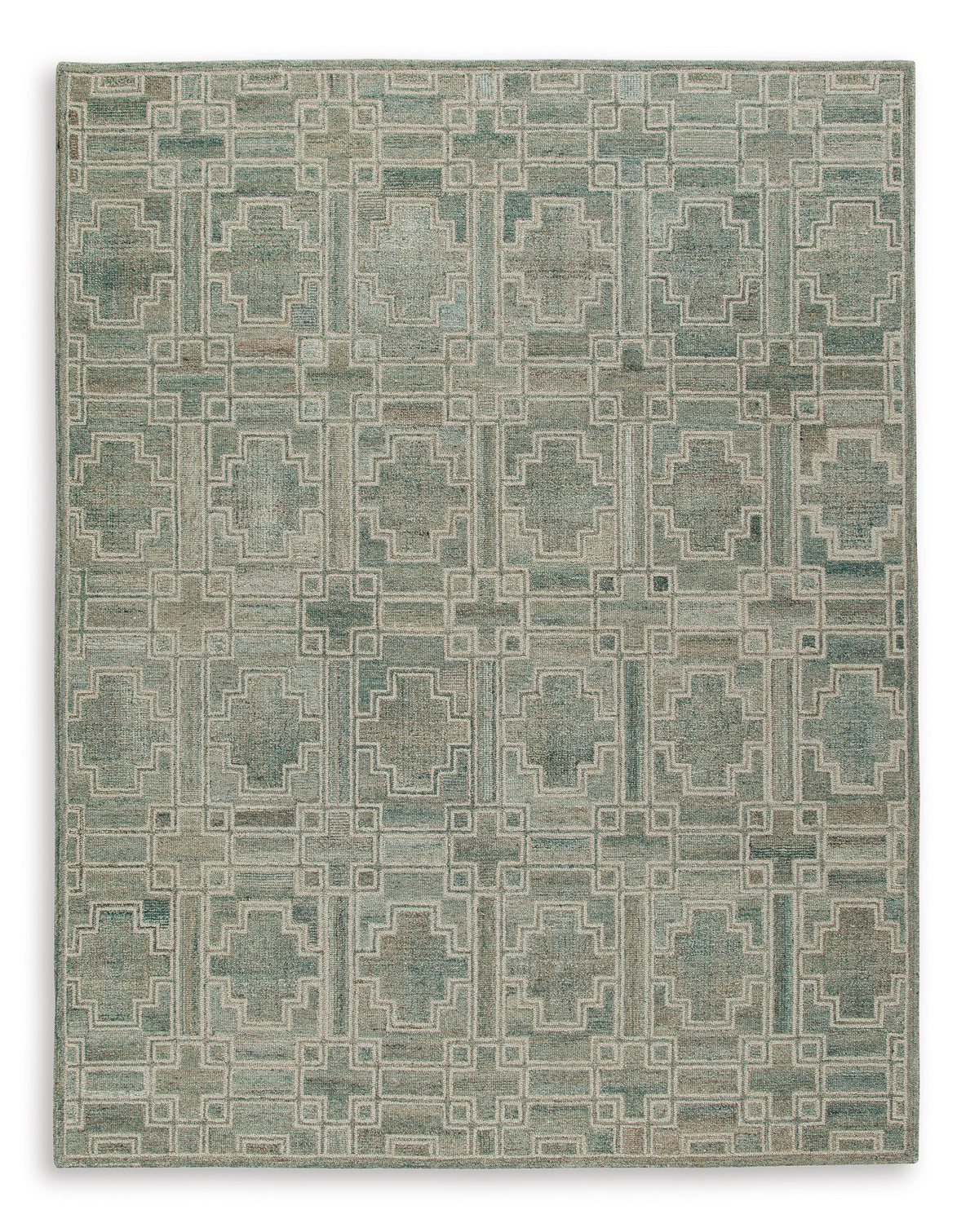 Green/Ivory 92.63" x 121.25", complete rug product view