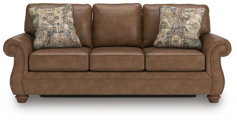 Nailhead Faux Leather Queen Sleeper Sofa in Earth or Granite
