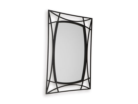 Black Openwork Metal Rectangular Wall Mirror