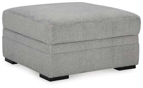 Cement Gray Storage Ottoman with Reversible Cup-Holder Top
