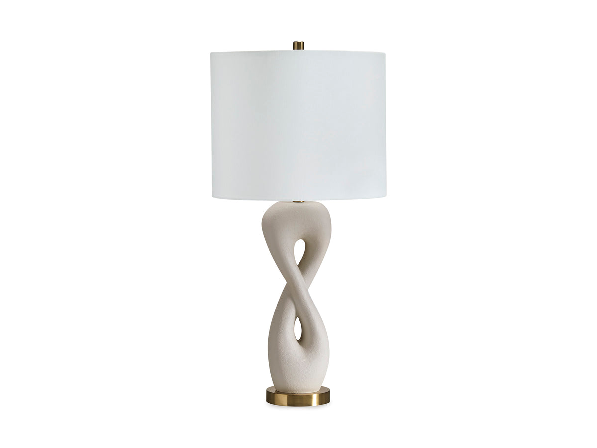 White/Gold Finish table lamp, full product view