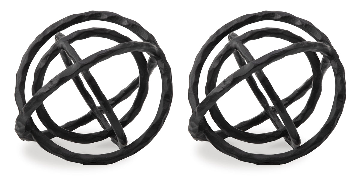 Black two-piece sculpture set, full product view