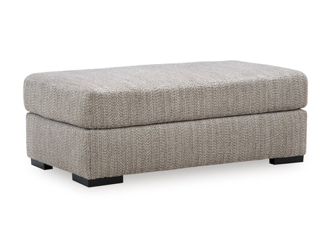 Textured Rectangular Ottoman in Fossil or Oatmeal