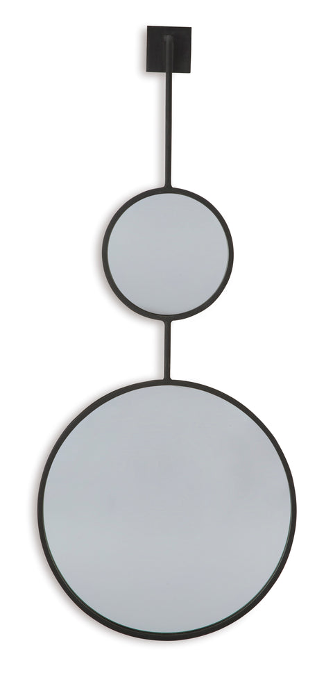 Brewer Black Metal Stacked Circle Wall Mirror