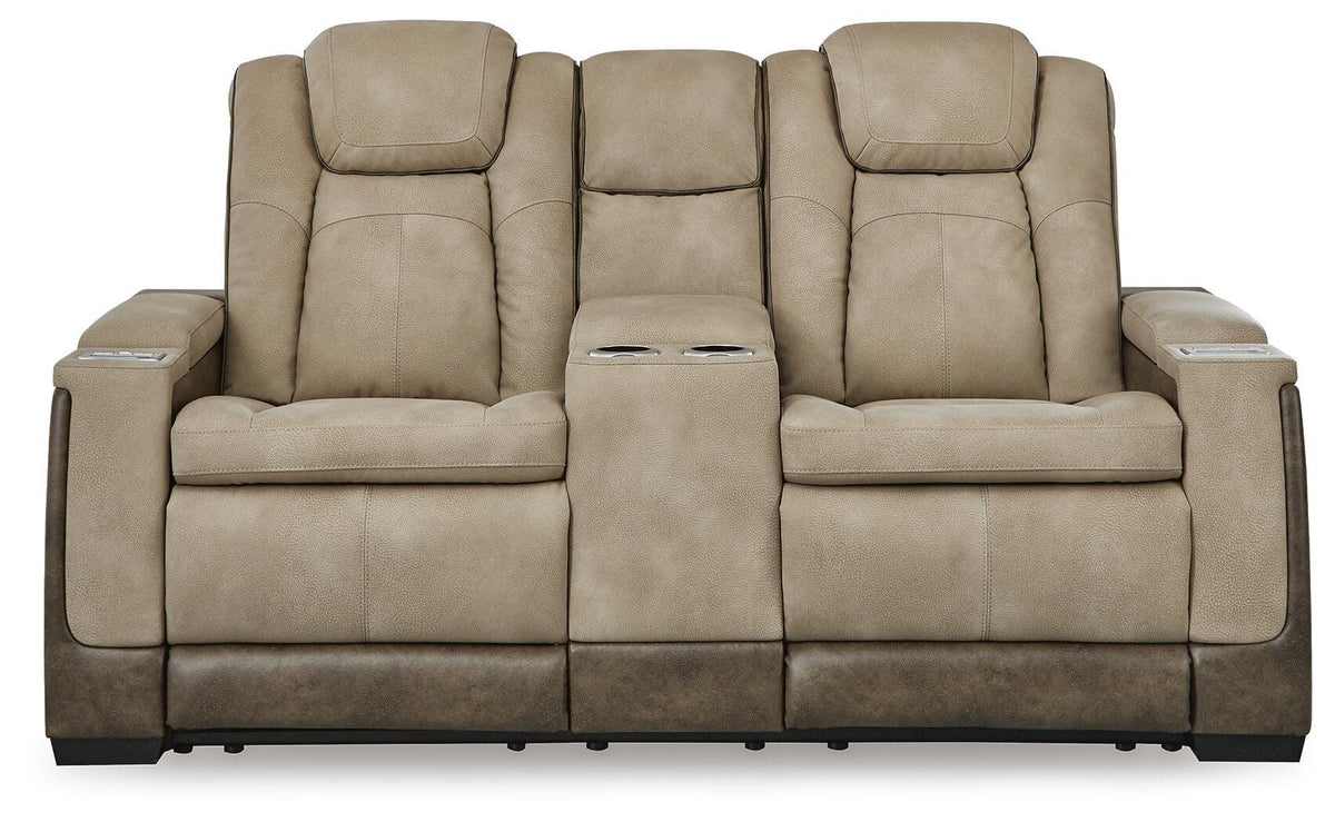Sand, complete power reclining loveseat, front view