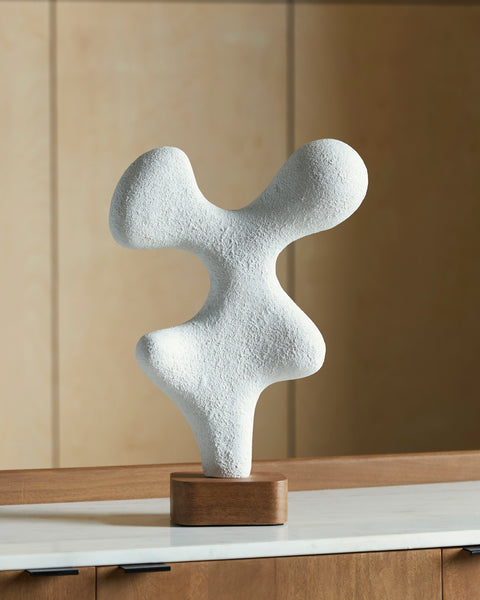 Lavarsen 17.38-Inch White Branching Abstract Sculpture on Wood Base