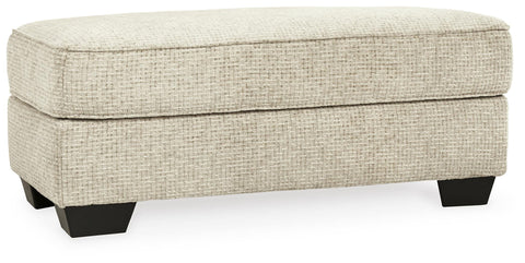 Sandstone Chenille Ottoman with Tapered Feet