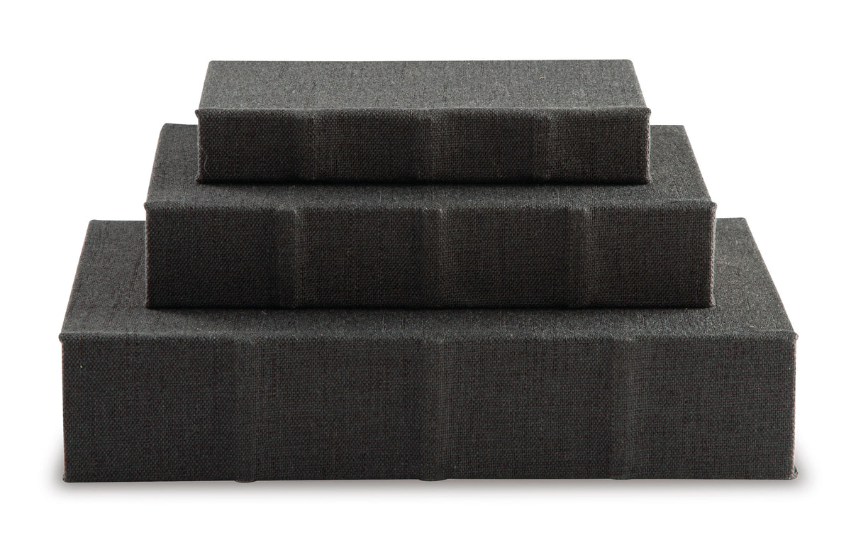 Black Jolina set of three storage boxes, full product view