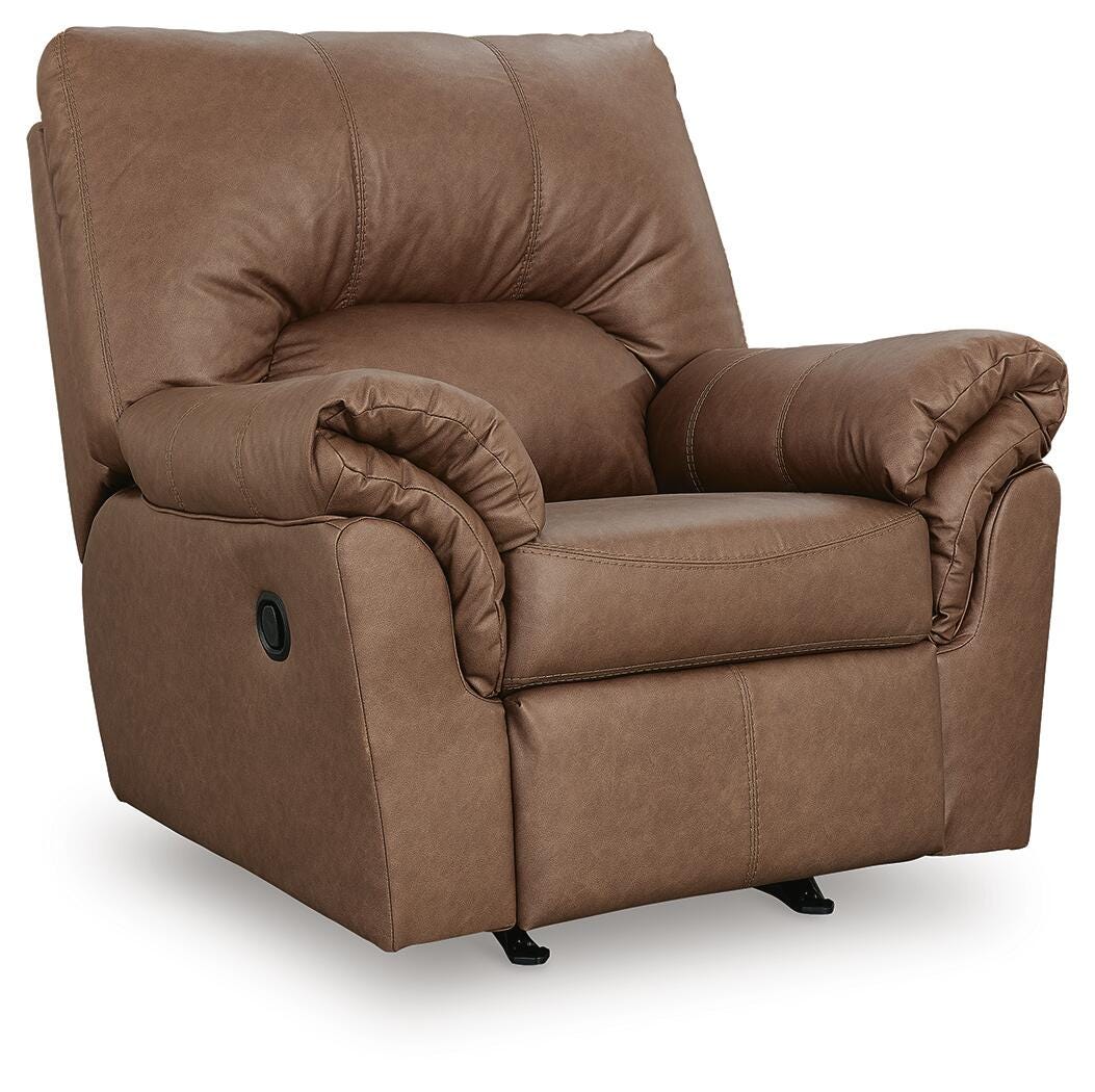 Caramel, full recliner in closed position