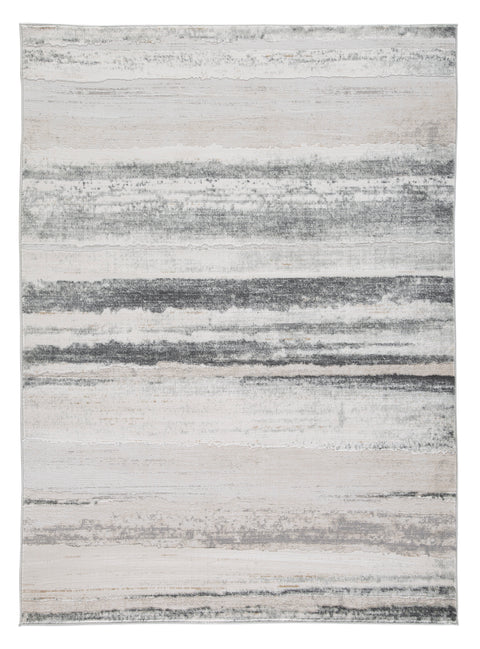Cream Gray Gold and Sage Abstract Stripe Woven Rug