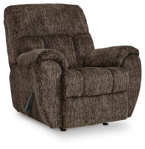 Plush Manual Rocker Recliner in Chocolate, Gunmetal or Taupe