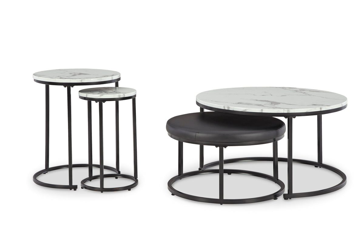 Black/White four-piece nesting table set, full product view
