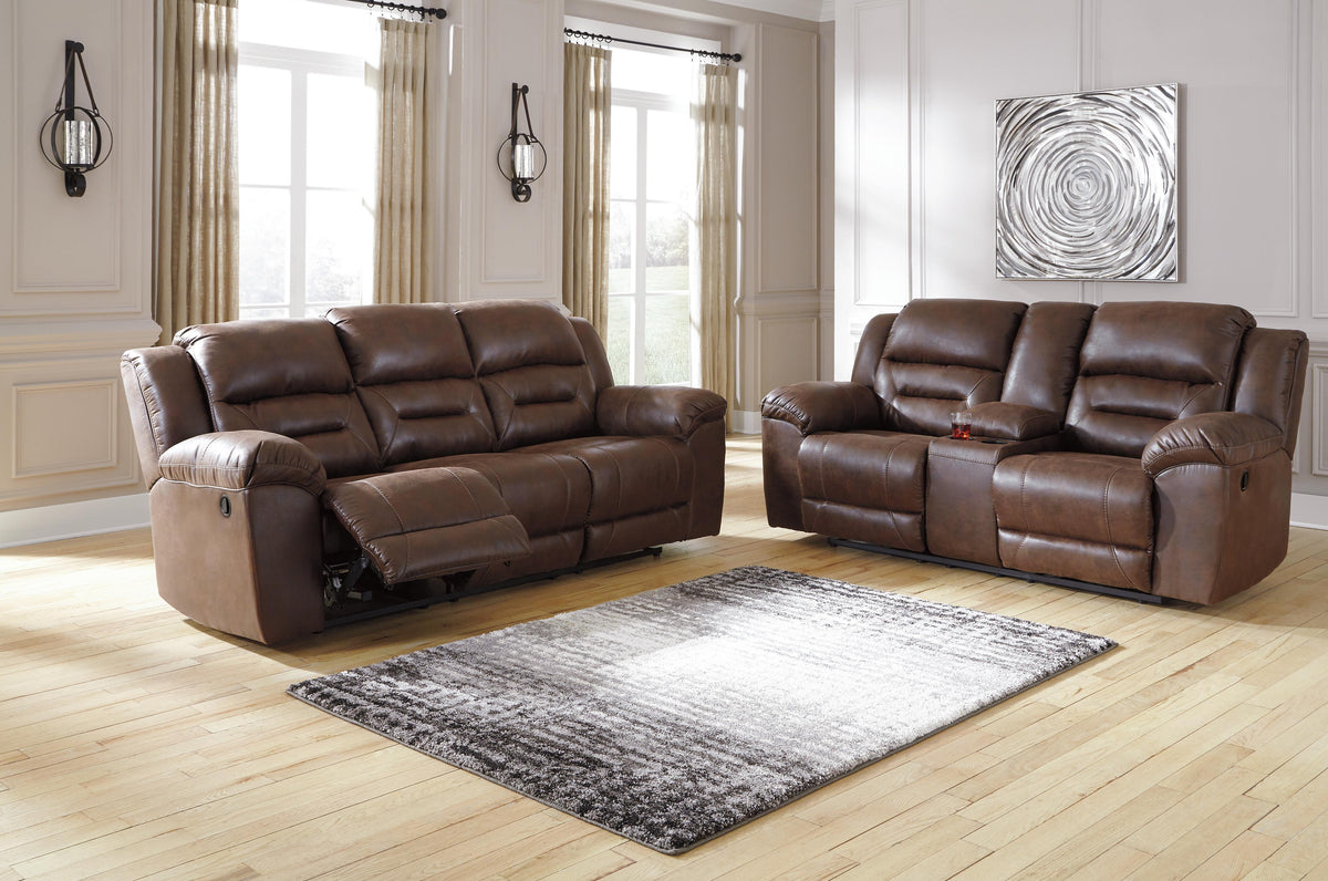 Chocolate, complete two-piece sofa and console loveseat set