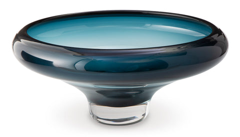 Vallborough Teal Blue Glass Decorative Bowl
