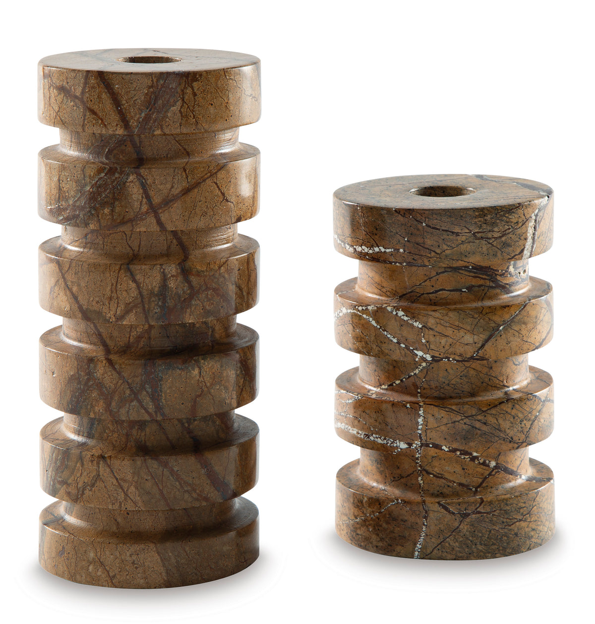 Tan candle holder set, full product view