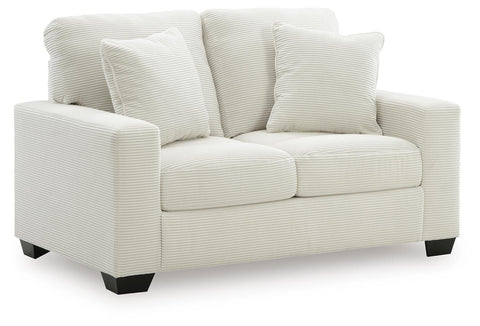 Corded Track-Arm Loveseat with Pillows in Ivory or Smoke