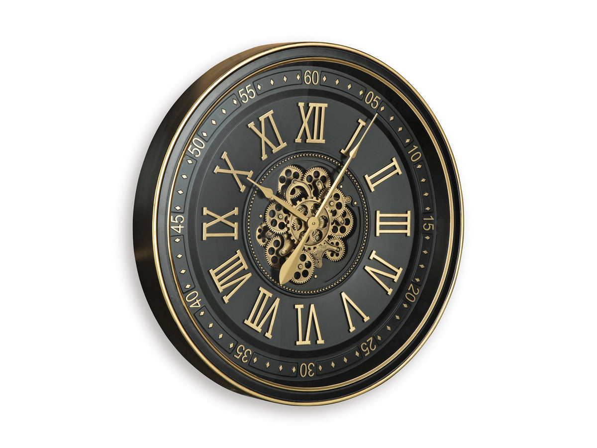 Black/Gold Finish Wall Clock, view 1