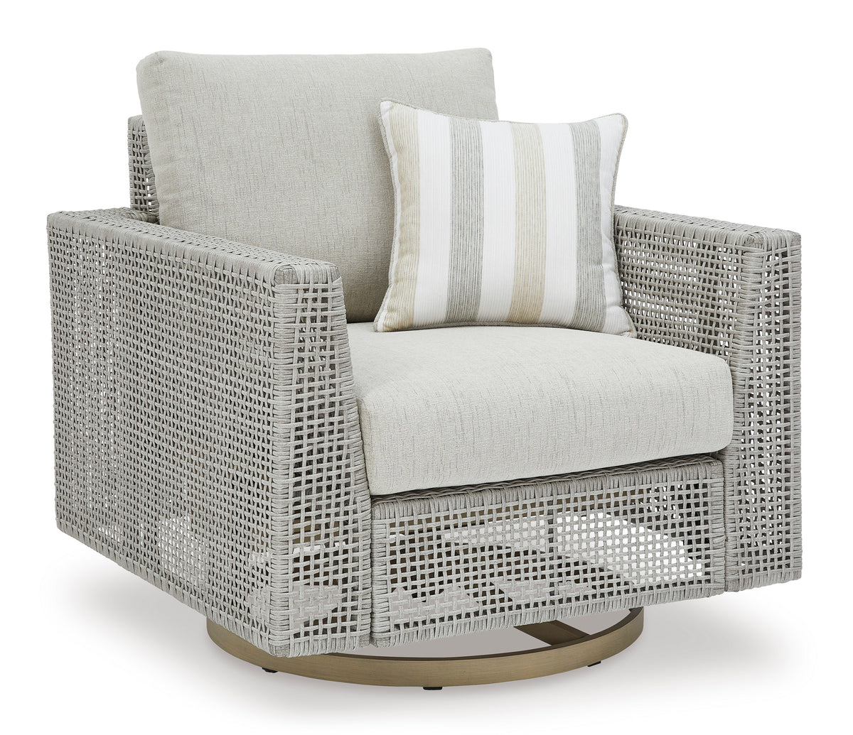 Gray Swivel Lounge w/ Cushion, full product view