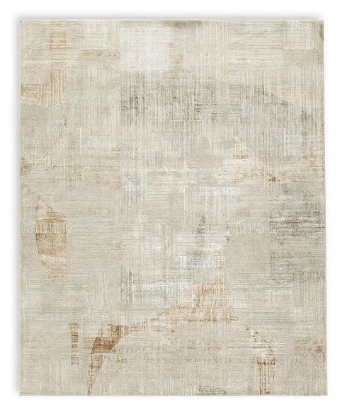 Linen Gray and Caramel Abstract Woven Rug