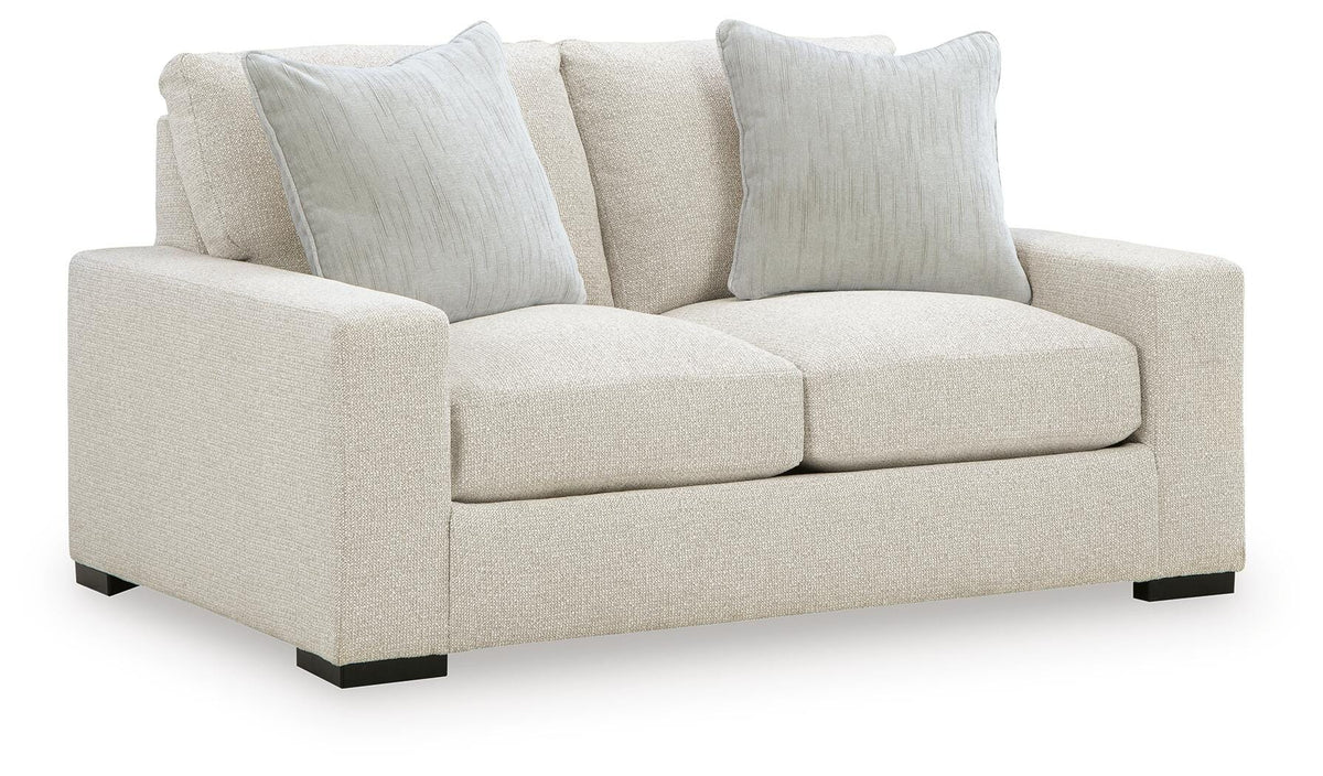 Linen, full loveseat angled view