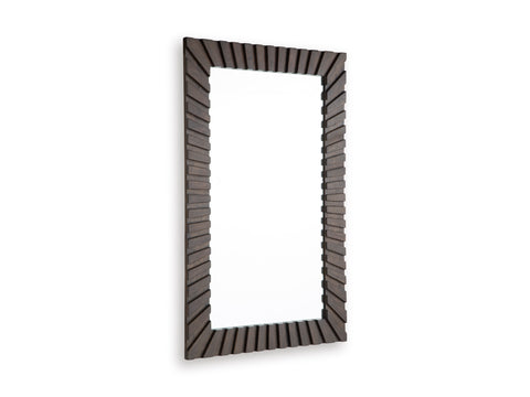 Dark Brown Rectangular Sunburst Wood Wall Mirror