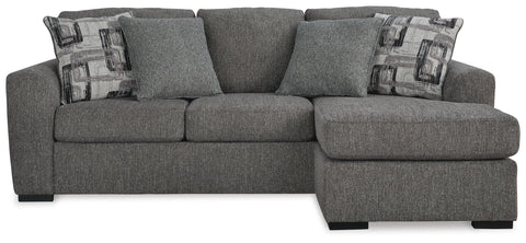 Wide Reversible Sofa Chaise with Pillows in Pewter