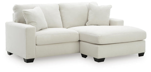Corded Track-Arm Sofa Chaise with Pillows in Ivory or Smoke
