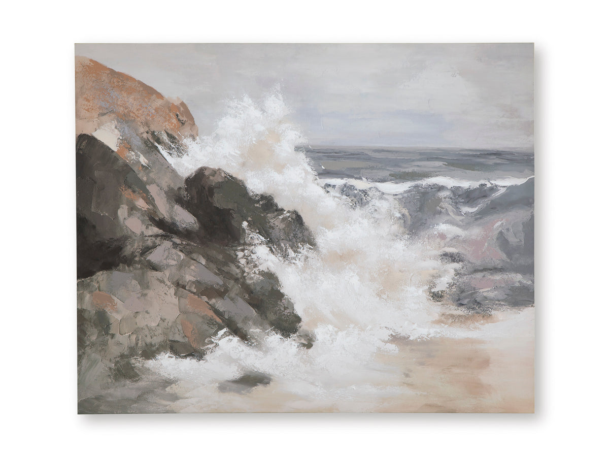 Tan/Gray/White Worthner wall art, full product view