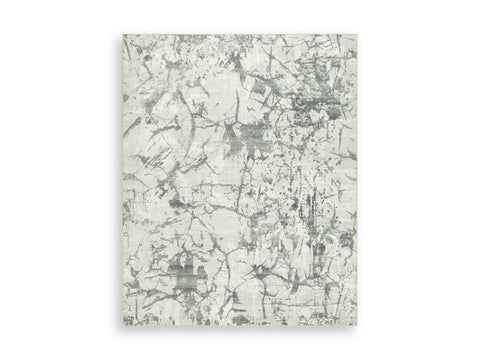 Gray Marbled Abstract Machine Washable Rug