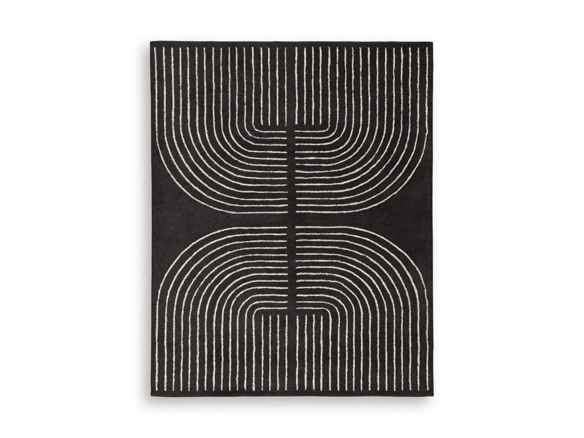 Black/Ivory 90.75" x 116.5", complete rug product view