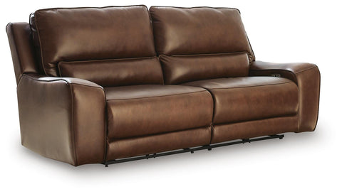 Wide-Seat Leather-Match Power Reclining Sofa in Canyon or Caramel