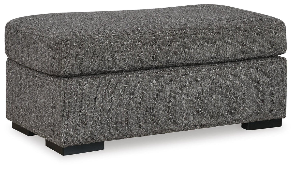 Pewter, complete ottoman angled view