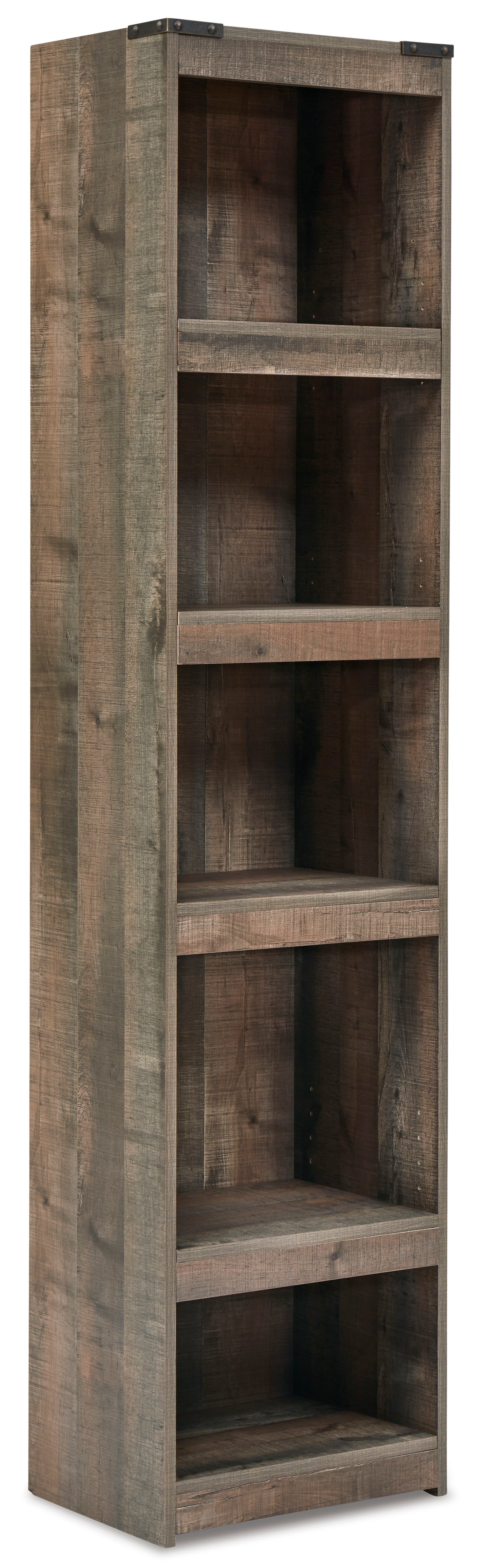 Brown, complete narrow pier shelving unit product view