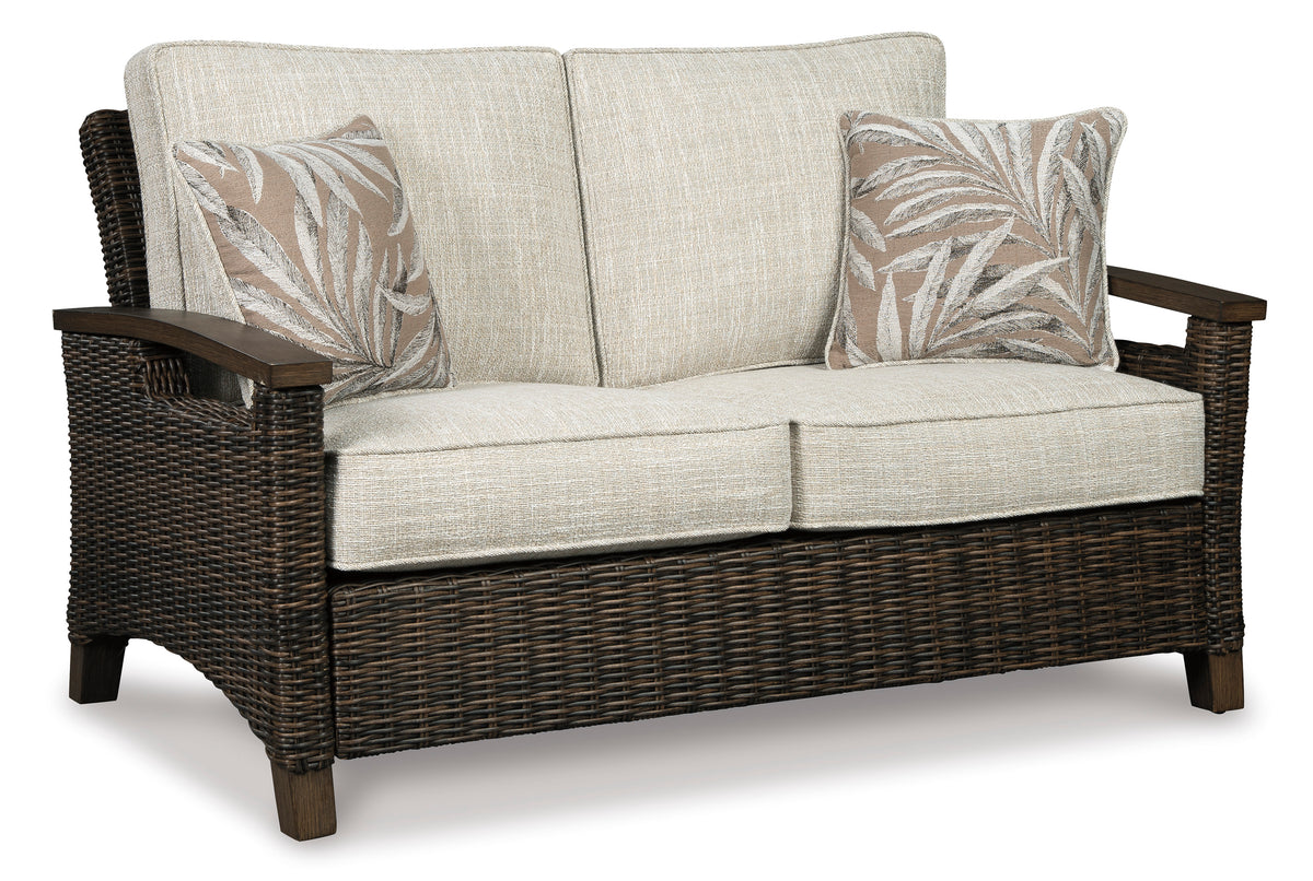 Medium Brown Loveseat w/Cushion, full product view