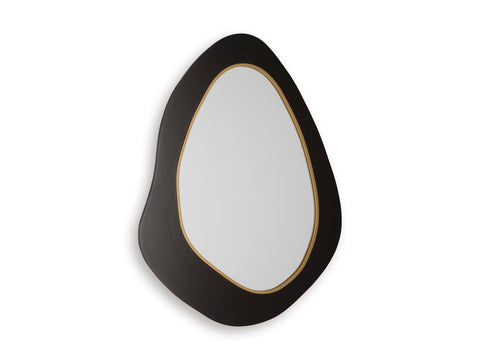 Black and Goldtone Organic Wood-Framed Wall Mirror